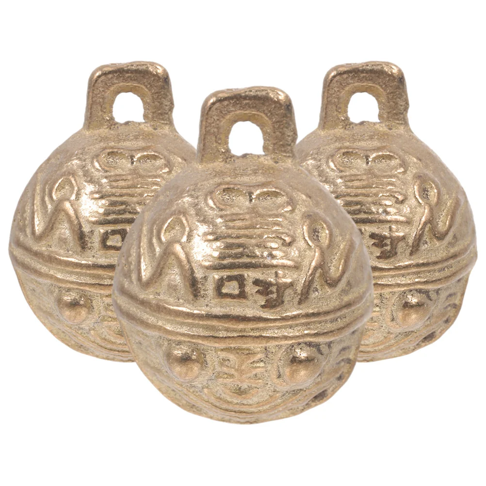 

3Pcs Small Vintage Copper Dog Collar Bells Decorative Pet Bells Tiger Head Jingle Charm Craft Feng Shui Pendant