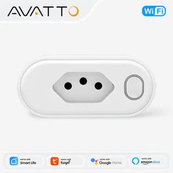 AVATTO Tuya Enchufe Inteligente WiFi Estándar Brasileño de 16A, Compatible con la Aplicación Smart Life, Control Remoto por Voz para Google Home y Alexa