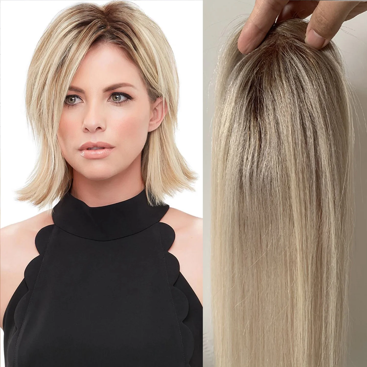 20Inch 16*18 Maagdelijk Menselijk Haar Ombre Topper Clip In Menselijk Haar Toupetje Voor Vrouwen Europese Haar Klein Haarstukje Voor Dunner Wordend Haar