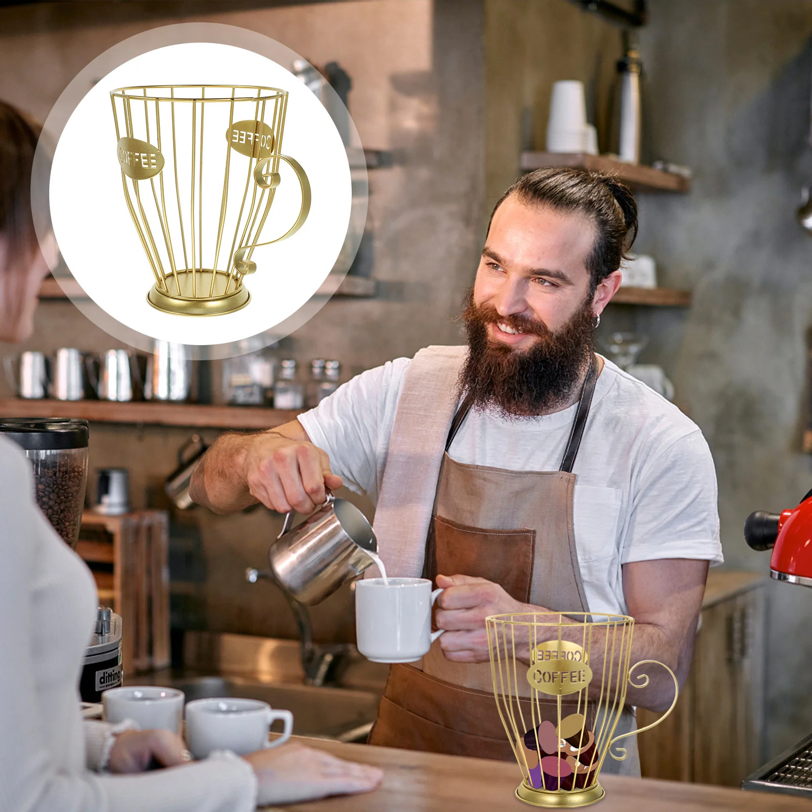 

Coffee Holder Organizer for Countertop Iron Storage Rack Fruits Biscuits Chocolates Small Snacks Container