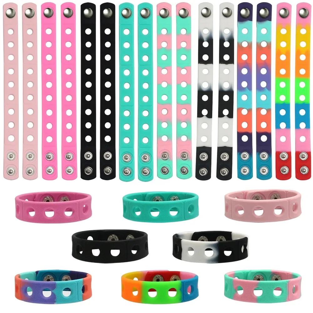 

muti color silicone 18cm Wristbands strap bracelet decoration can fit shoe buckles charms accessories DIY tool kids man gift
