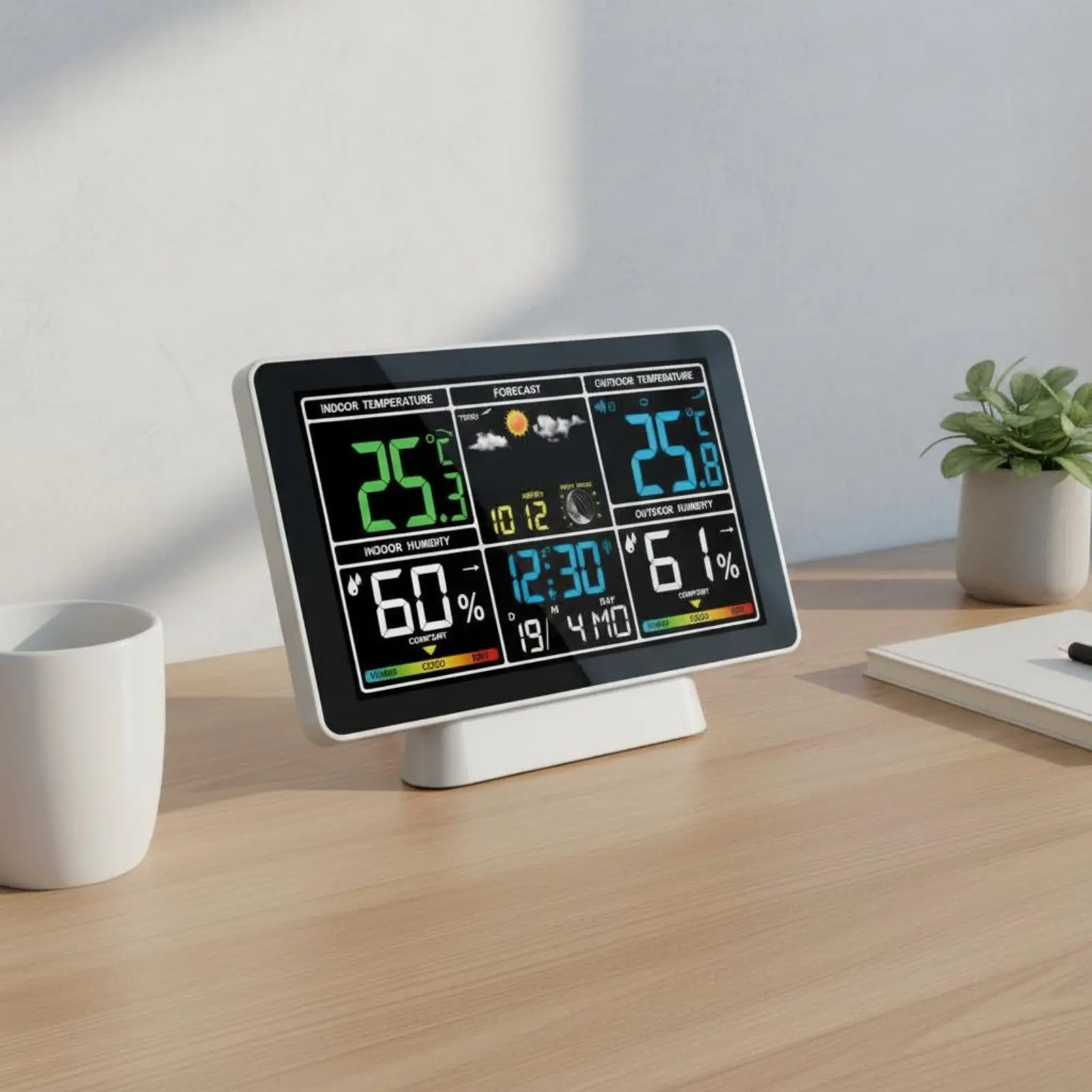 Color Screen Weather Station Humidity Monitoring Radio Controlled Weather Timepiece Indoor Outdoor Forecast Timepiece