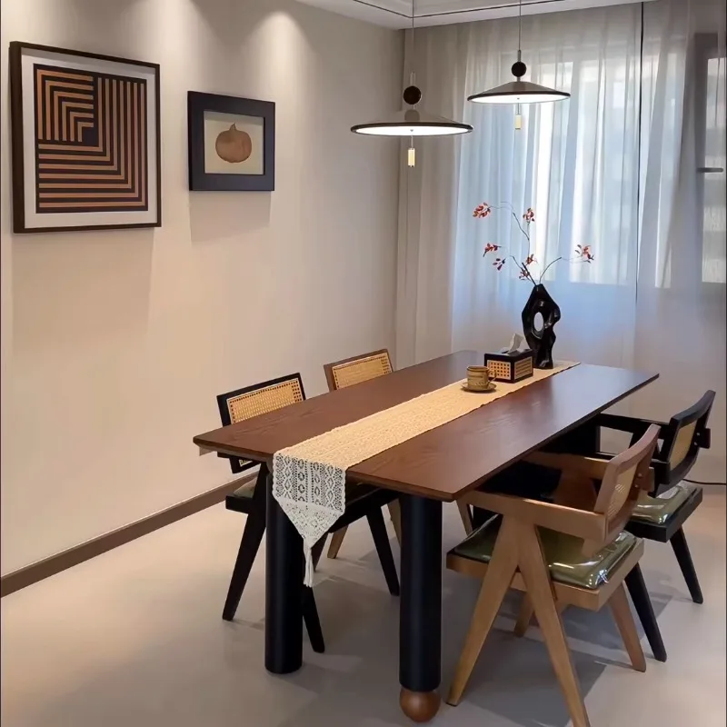 

Modern Coffee Solid Wood Dining Table Side Luxury Sedentary Designer Style Retro Large Board Long Desk Cream Home Furniture