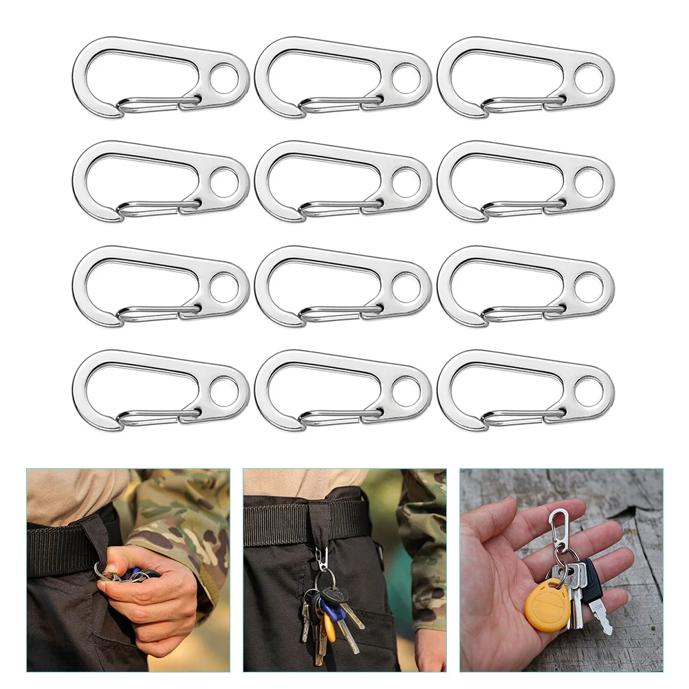 

12 Pcs Key Chain Keychains Holder Loops Heavy Duty Hooks Belts Accessories Carabiner
