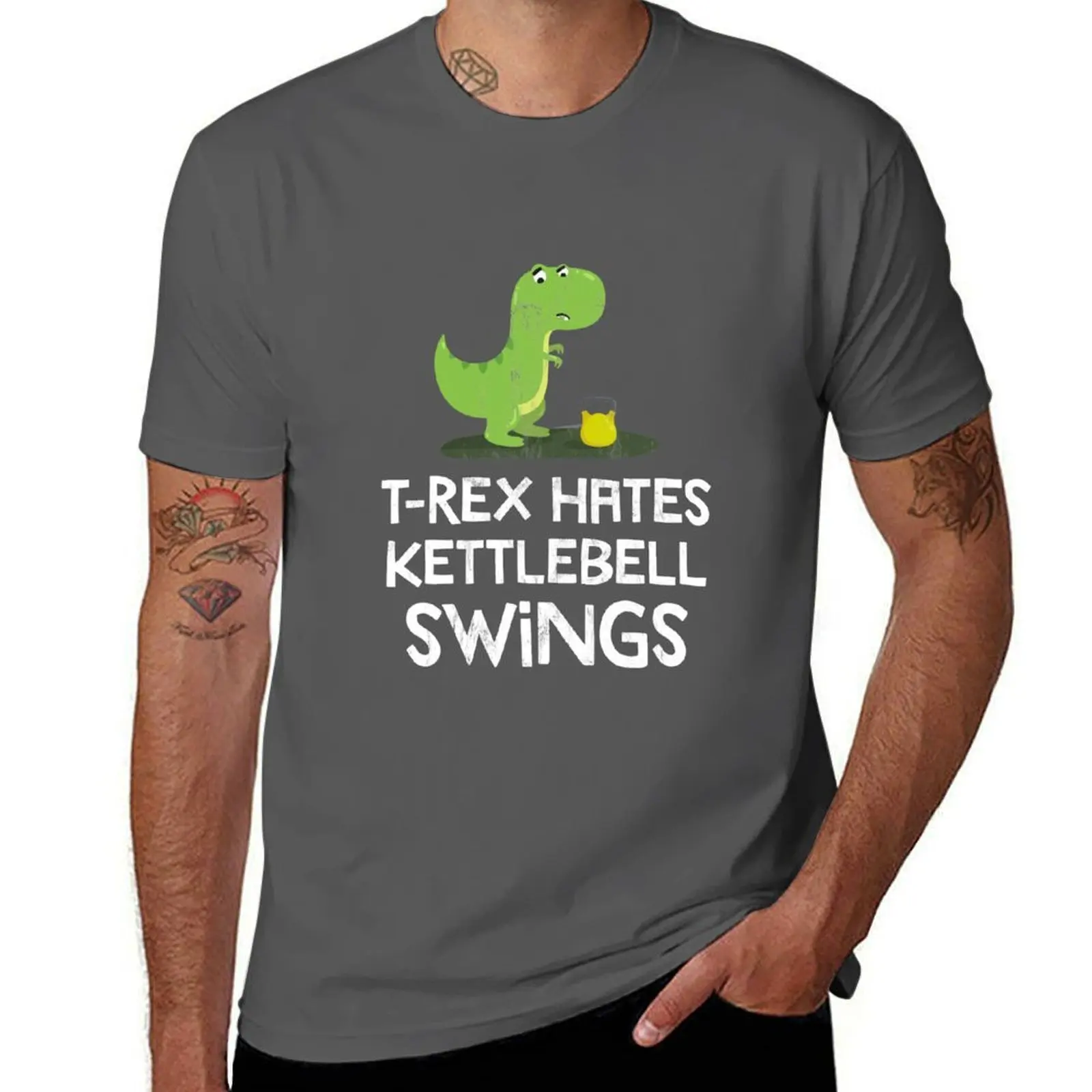 

Rex Hates Kettlebell Swings Funny Gym Dinosaur Design T-Shirt t shirts cotton 100% cotton t shirt man T-Shirt