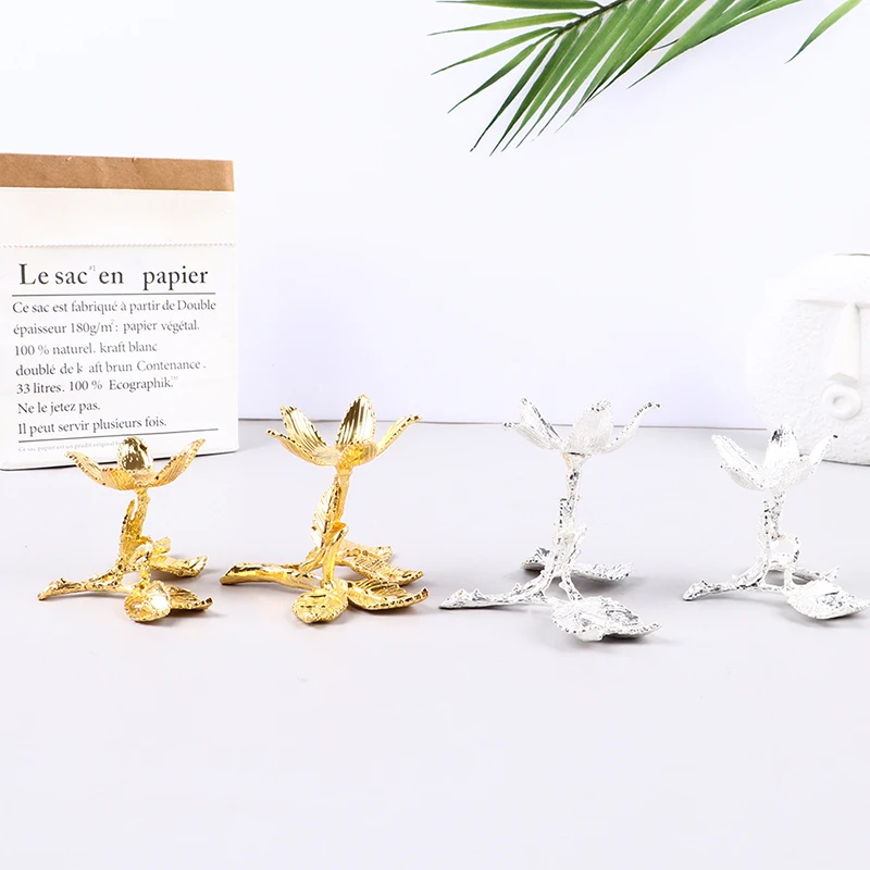 Crystal Ball Base Gold Sliver Tree Leaf Shape Metal Holder Sphere Stone Support Display Stand Photography Props Handicraft Decor