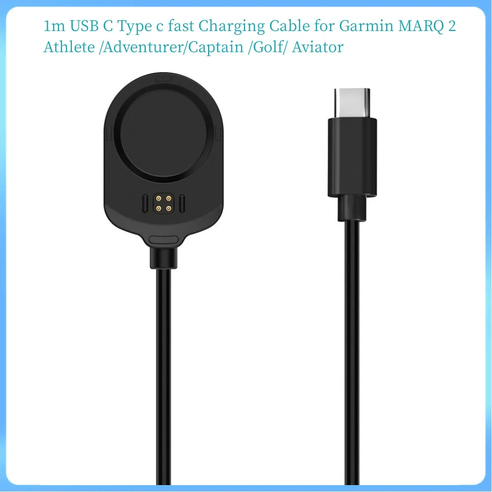 Cable de carga rápida USB C tipo c para Garmin MARQ 2, Gen 2, atleta/aventurero/capitán/Golf/aviador, 1m