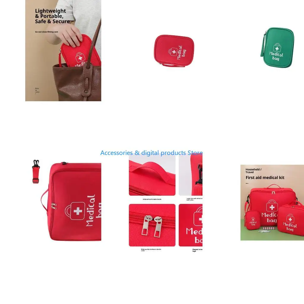77JD Lightweight First Aid Bag With Multiple Compartments For Home Car Camping Travel Waterproof Oxford Fabric