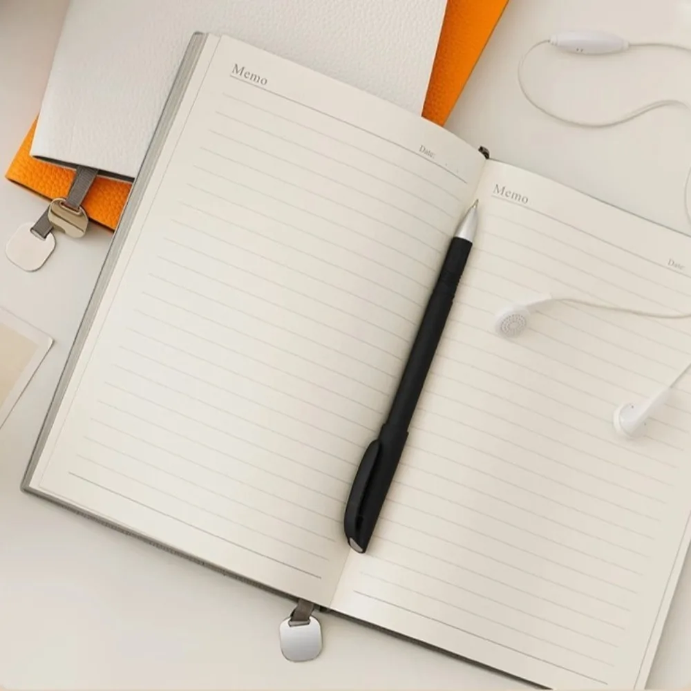 Travel Log Thick Leather Notebook Litchi Leather A5 Meeting Record Book Horizontal Line Exquisite Student Diary Office