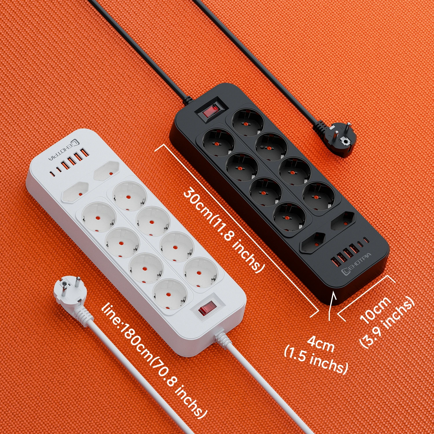 الأوروبي القياسية التوصيل المخرج 3680 واط 10 التيار المتناوب Multitap الاتحاد الأوروبي التوصيل 1.8 متر تمديد الحبل مقبس قطاع الطاقة مع منافذ USB C شحن