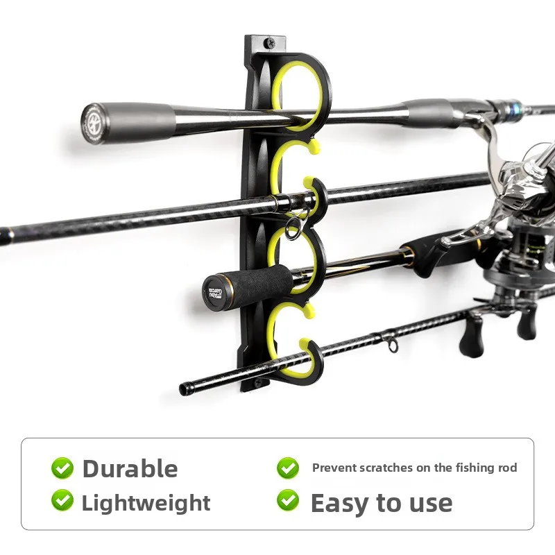 حامل قضيب الصيد المطلي بالمطاط ذو 8 فتحات ​   - رف عرض مثبت على الحائط/السقف للمرآب أو التخزين الأفقي أو العلوي