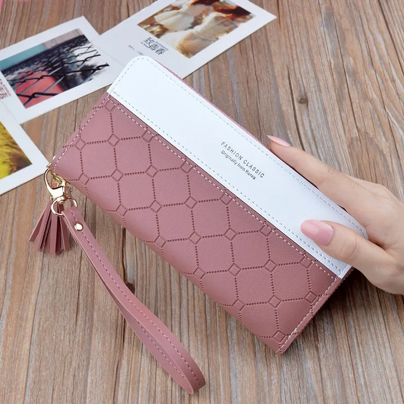 New Arrival Short Women Wallets Tassel Zipper Purse Patchwork Fashion Panelled Wallets Trendy Coin Purse Card Holder Leather