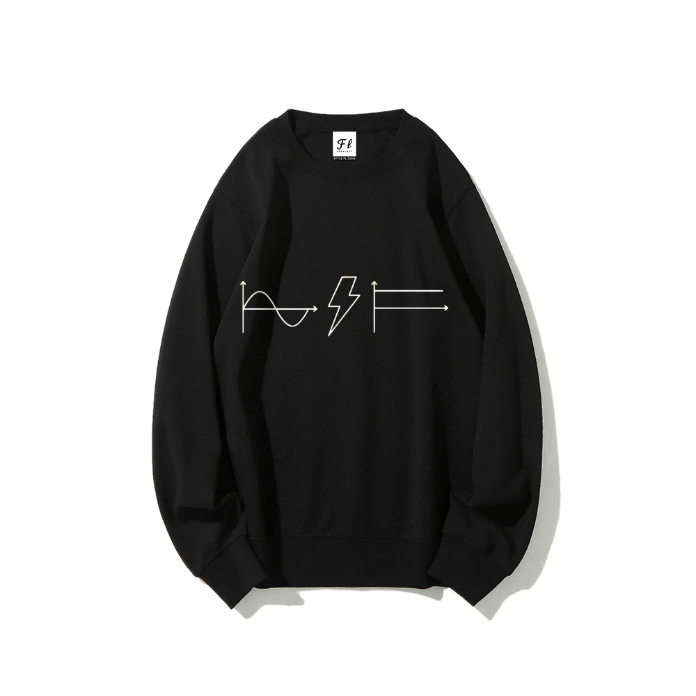 Minimalistisches Line Art Lightning Sweatshirt, kreatives Design, schlichtes ästhetisches, modernes, lässiges, lockeres, langärmliges, bequemes Oberteil