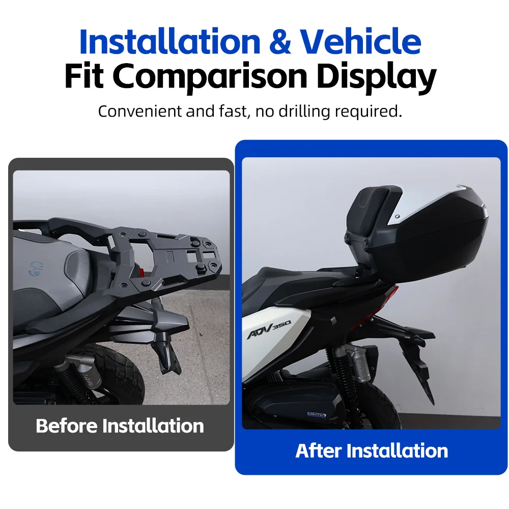 SPD Motorcycle Top Box for Honda ADV350, Quick Release Rear Luggage Case, OEM Hole Mount Bauletto Moto