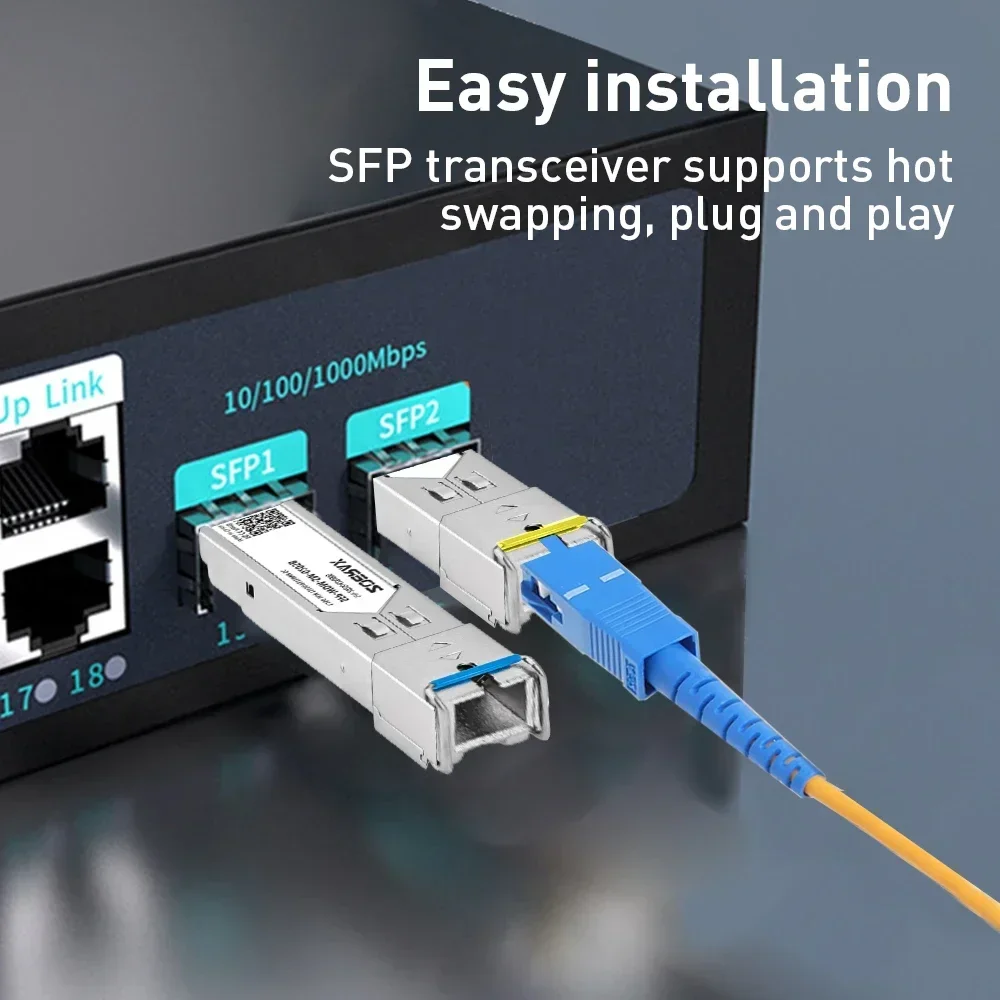 ZOERAX 1.25G SC SFP وحدة إرسال واستقبال الألياف 5KM-BiDi-1310 / 1550nm SingleMode Simplex لـ Cisco، Mikrotik، Ubiquiti، Tp-link