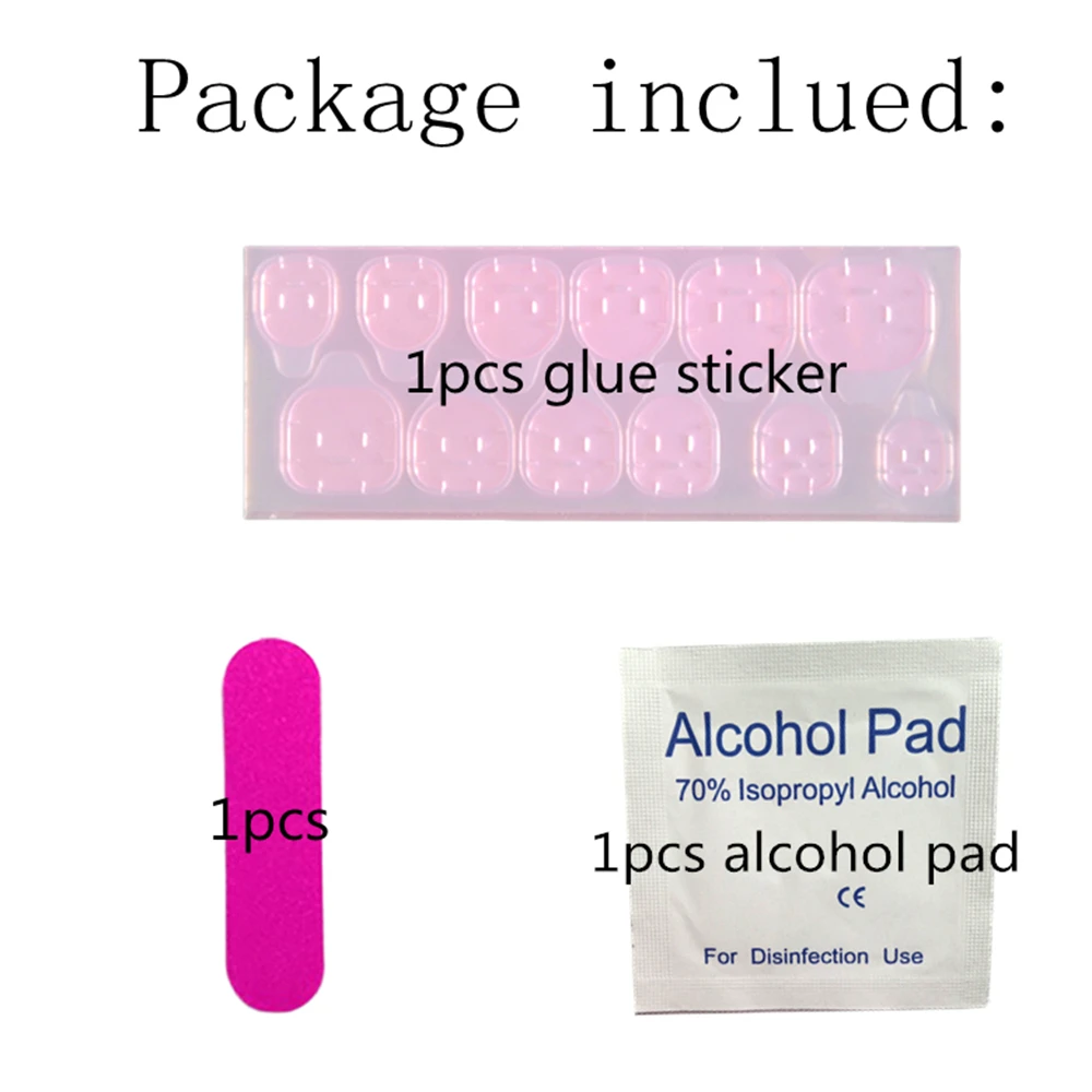 24Pcs Holographic Short Stiletto Press on Nails Reusable Fake Nails with Glue Sticker DIY Manicure Accessories