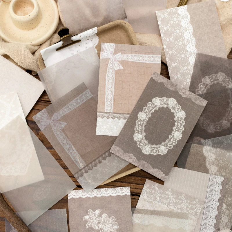 Journal GO 20sheets Lace Moments Mixed Vintage White Kraft & Tracing Sheets for Scrapbooking, Junk Journals & DIY Collage