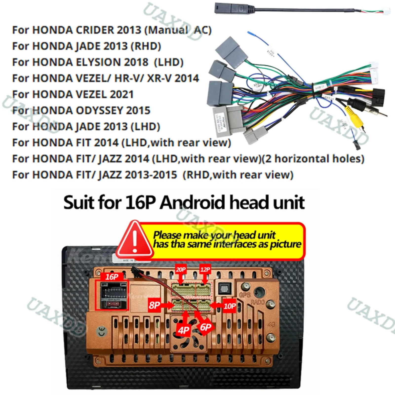 Car Cable FOR 2016-2025 Honda Vezel HR-V HRV XRV Fit Jade Jazz RZC CANBUS Box Navigation Decoder Wire Electric Video Line Lead
