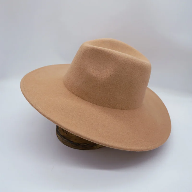 Wide Brim Fedora Hat -100% Wool Felt Water Resistant Ribbon Bow Band  Winter Hats