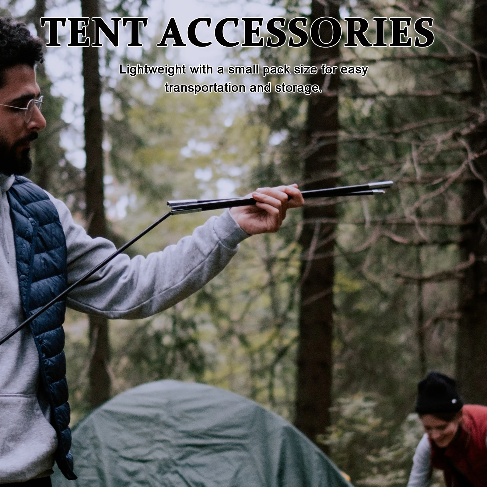 

2Pcs Tent Pole Replacement Kit Fiberglass Lightweight Portable Camping Hiking Trekking Support Bar Set Tent Pole Kit