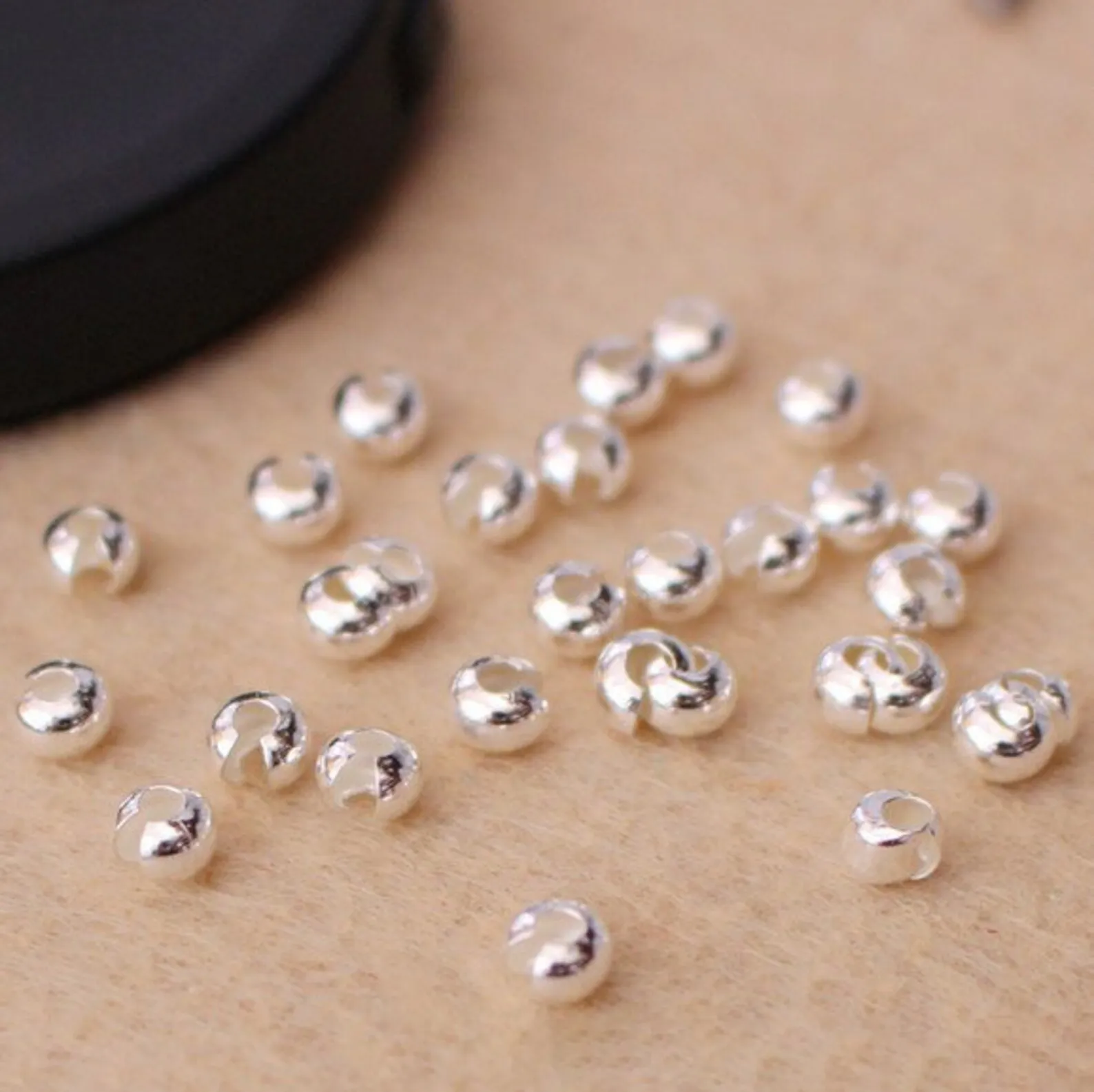 Wholesale 10pcs/pack Solid Sterling 925 Silver Knot Cover Bead 3mm 4mm 5mm Round Crimp Beads for jewelry diy