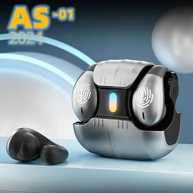 Wireless Bluetooth 5.5 Bone Conduction Earbuds, Open-Ear Headphones with LED Breathing Lights & Active Noise Cancellation