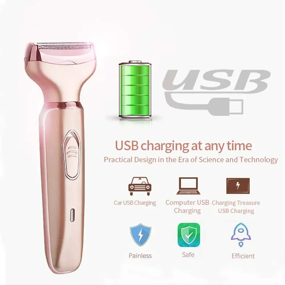 2 In 1 portable Electric Trimmer Haircut epilator woman facial intimate area for body hair removal Sex Shaver Bikini Pubic Rosor