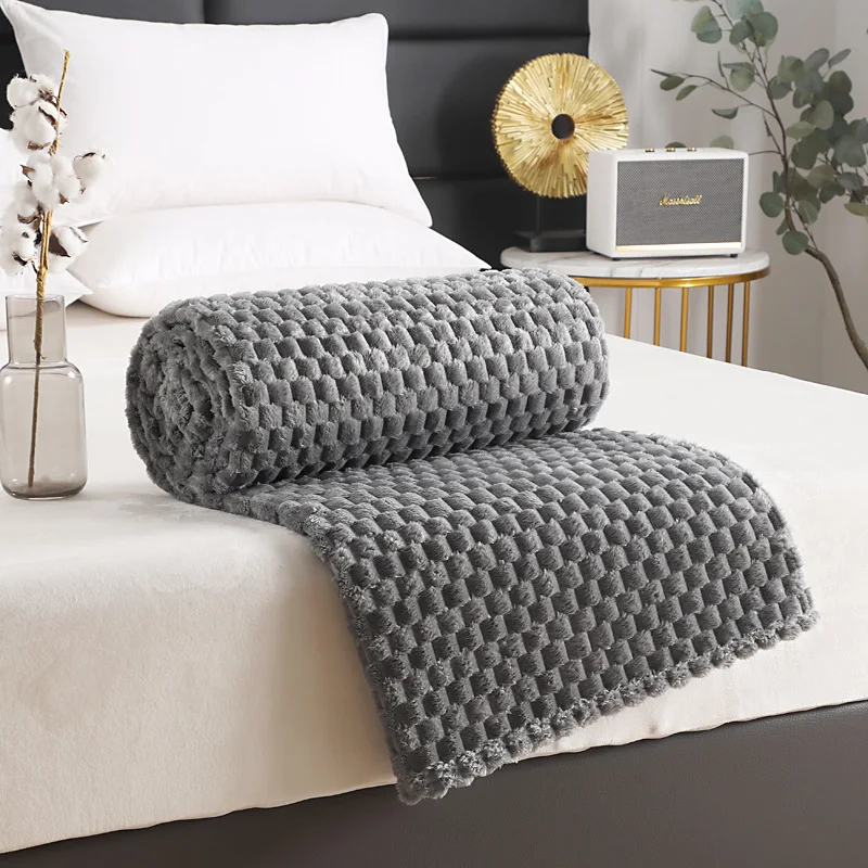 Super Ultra Soft Flannel Fleece Blanket Large Fluffy Warm Throw Over Bed Sofa Settee for Sofa/Couch/Bed Throw /Single Size Gray