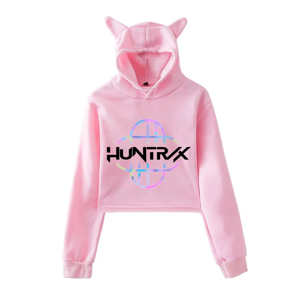 KPop Demon Hunters 2025 Merch Hoodies Sweatshirt for Girls Cat Ear Crop Pullover Casual Clothes