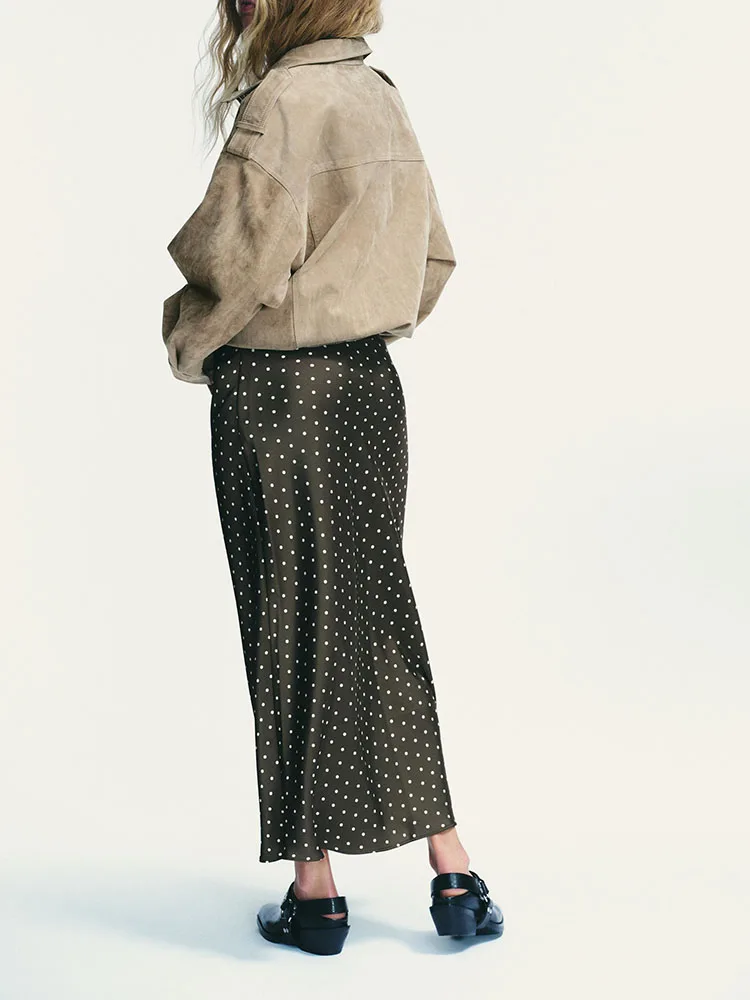 Faionable ZA2025 Autumn New Women's Midi Skirt Silk Satin Texture Versatile Quali Ladies' Partial Skirt 542752 07