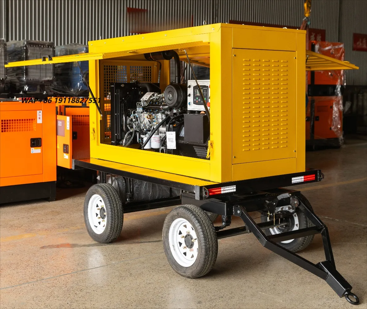 30KW 37.5KVA Ricardo Engine 24V Starter Tow Mini Trailer Movable Rainproof  Generator with Fuel Tank and Free Spare Parts