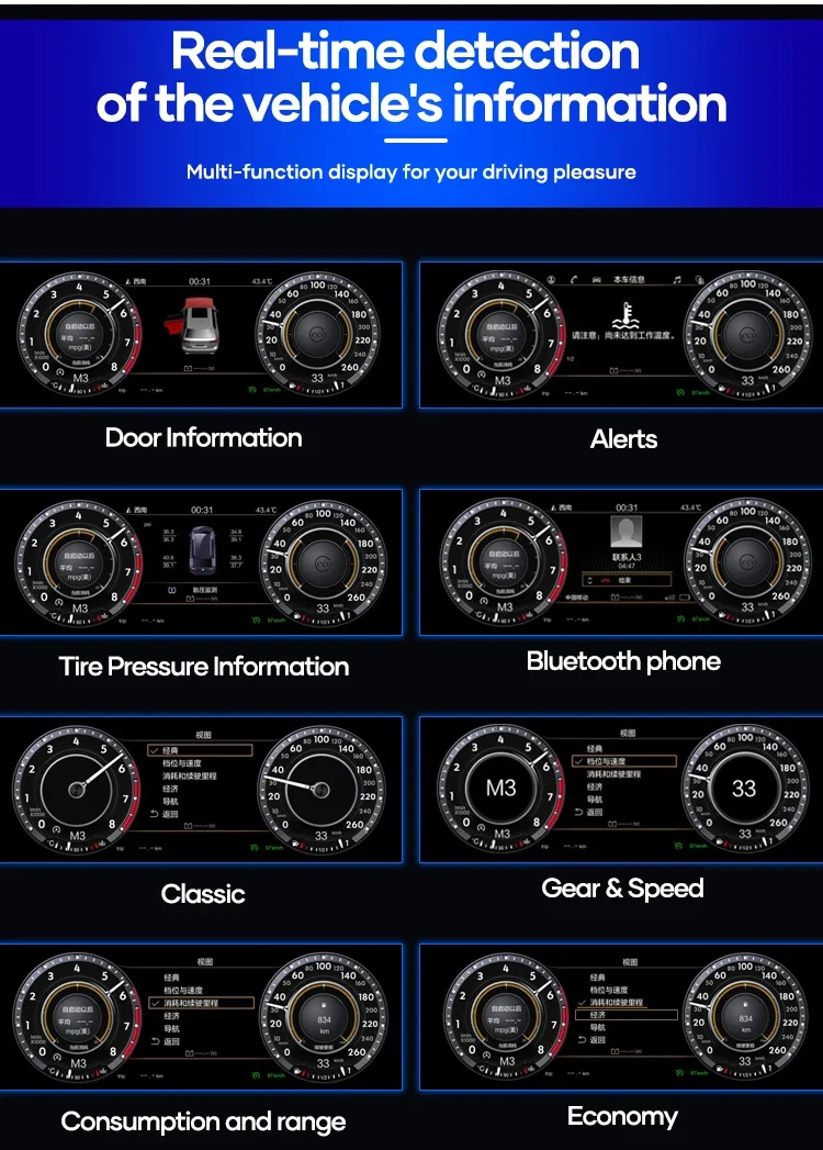 Wowuseful 12,3‘ LCD Digitales Dashboard für VW T5.1 2010-2015 Caravelle Multivan Transporter Digitales Kombiinstrument Tachometer – Detail 20