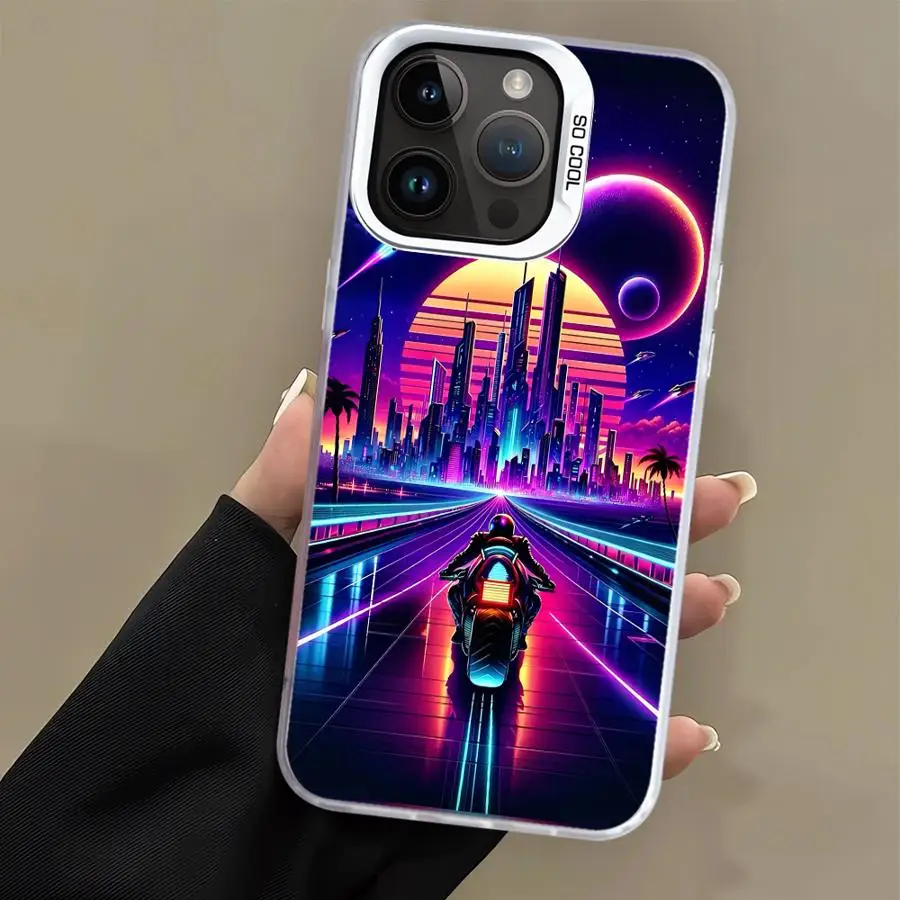 حافظة لهاتف آيفون 12 17Air 7 8 SE 17 16 Pro Max 14 15 Plus 13 Mini 11 X XS XR SCI-FI City #4