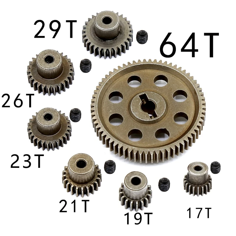 11184 Metal Diff Main Gear 64T Motor Pinion Gears For 1/10 RC Car HSP Himoto Amax Redcat Exceed 94111 Parts