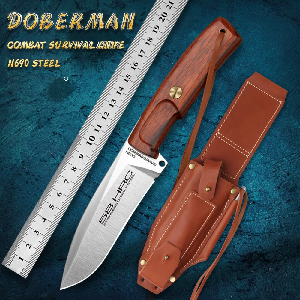 

N690 steel outdoor camping hiking self-defense knife Collection hunting knife rescue tactical survival knife