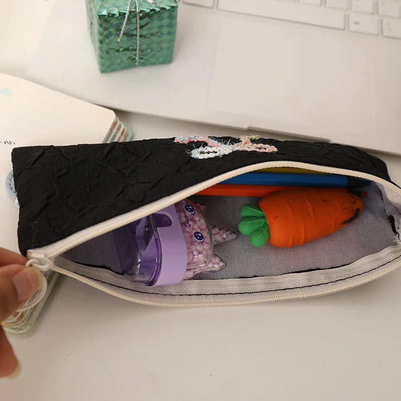 القوس مقلمة Ins عالية الجمال فتاة القرطاسية الحقيبة طالب حقيبة مستحضرات تجميل حقائب مستحضرات التجميل حقيبة أدوات الزينة سستة محفظة نسائية للعملات المعدنية حافظة للبطاقات