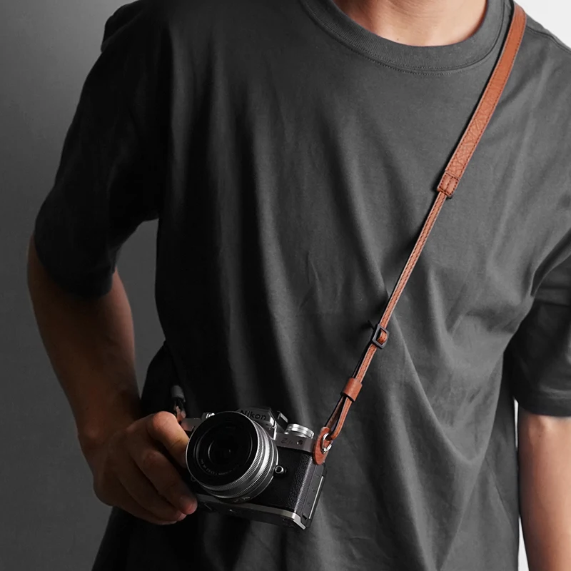 Плечевой ремень для камеры Тонкий ремень для камеры из натуральной кожи ручной работы (регулируемый плечевой ремень)