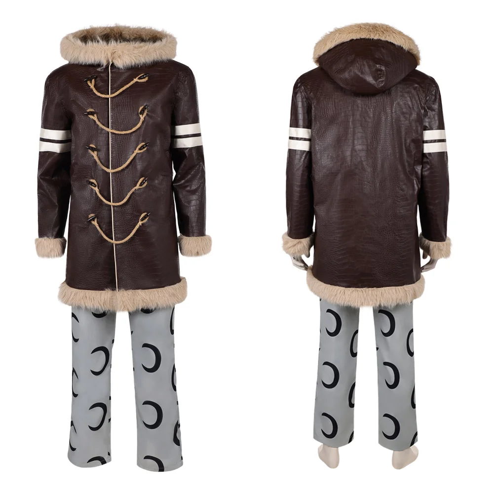 

Usopp Live Action TV Pirate 2 Cosplay Costume Brown Leather Fur Coat Clothes Outfits Halloween Roleplay Uniform Carnival Party