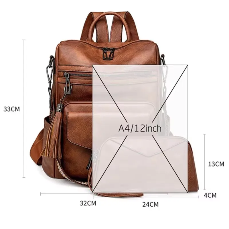 Mochila antirrobo a la moda para mujer, bolso de hombro femenino de viaje informal, mochila de cuero suave de alta calidad, bolso escolar de gran capacidad