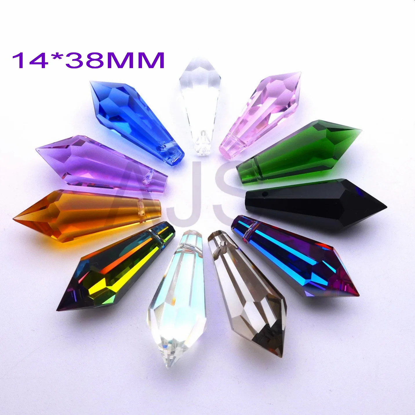 20pcs 14*38MM Crystal Chandeliers Icicle Suncatcher Lamp Hanging Pendants Jewelry Prism Decoration Feng Shui AB Free Shipping