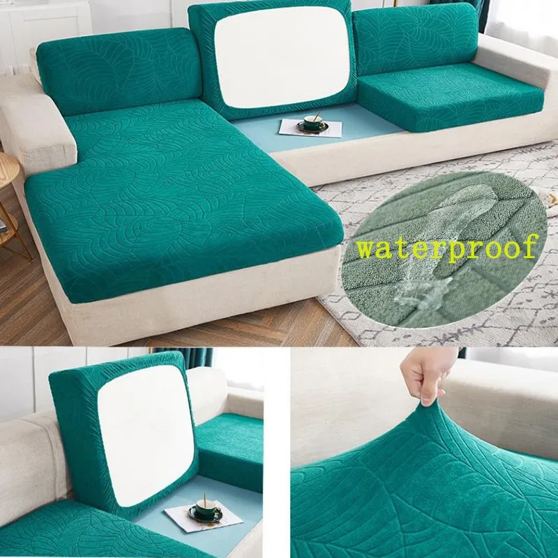 1PCS Elastic Waterproof Seat Sofa Cushion Cover Solid Jacquard Removable Slipcover for Living Room Sofa Furniture Protector