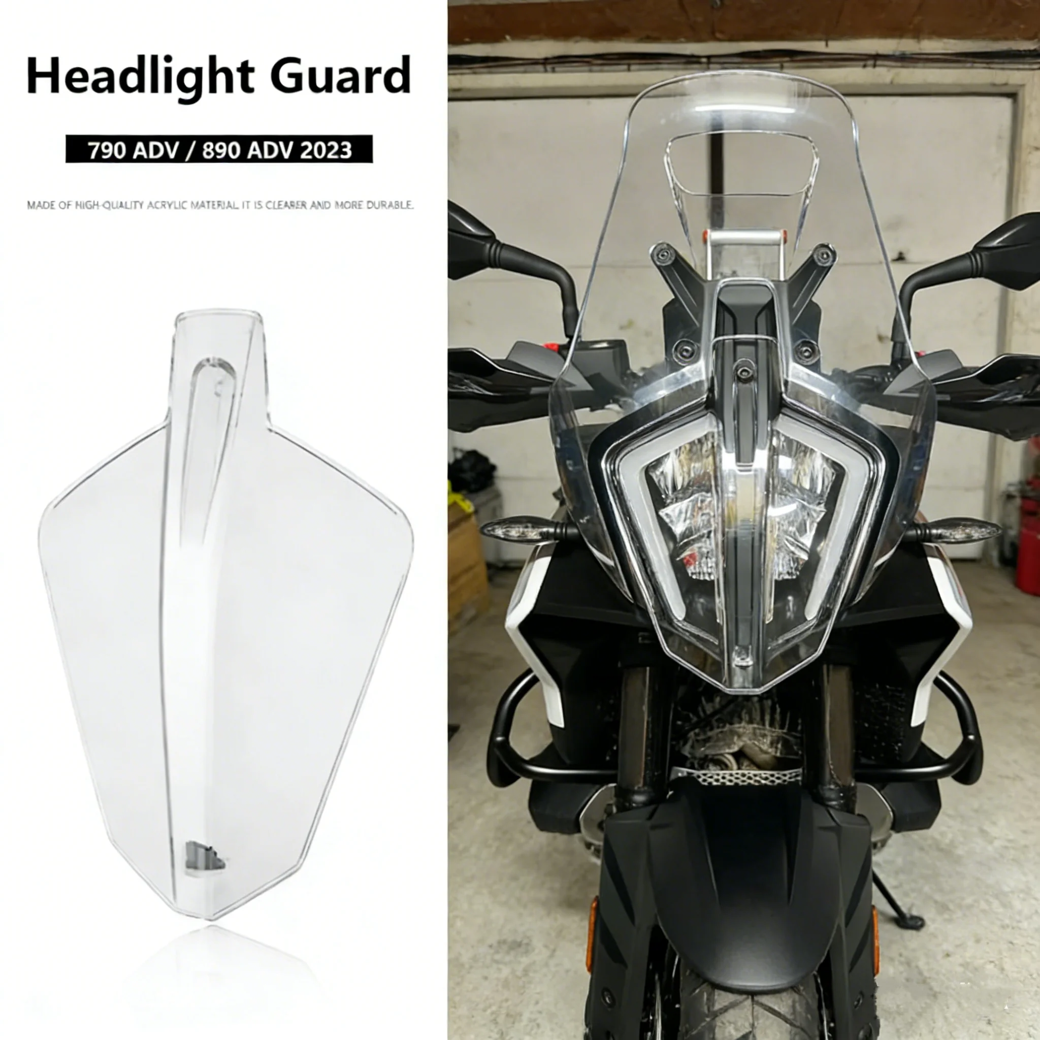 

For 790 Adventure ADV 890 ADVENTURE 2023 2024 New Motorcycle Headlight Guard Headlamp Cover Front Light Transparent Lens Cover