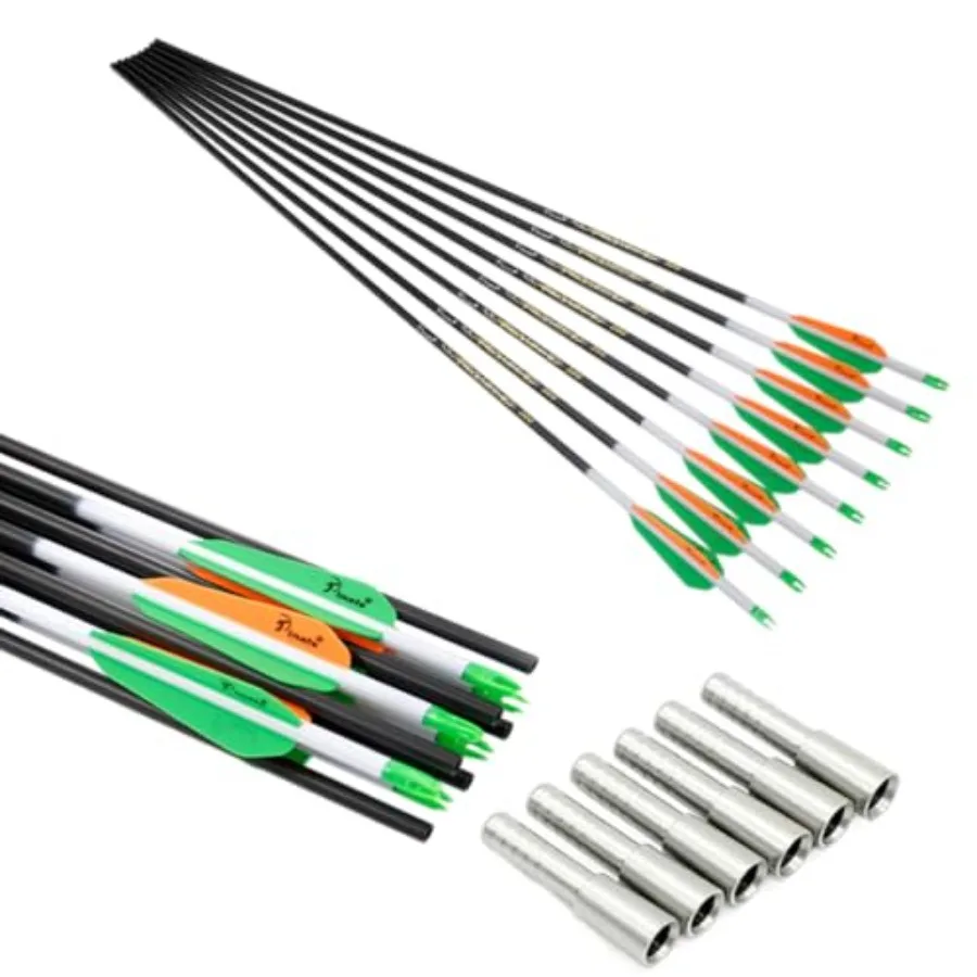 

Archery ID5.2mm.204 Professional Carbon Hunting Arrows 30 inch 300 340 350 Spine for Compound Recurve Bow 12PCS