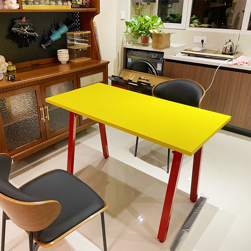 Small apartment rectangular dopamine eating table, Bauhaus color table