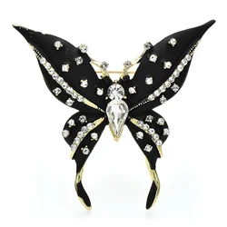 Wuli&baby Charming Black Butterfly Brooches For Women Unisex Enamel Flying Insects Party Office Brooch Pin Gifts