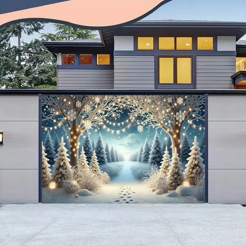 قطعة واحدة من خلفية إضاءة مشهد الثلج الشتوي العجائب، مناسبة للتصوير الفوتوغرافي في غرفة المعيشة في الهواء الطلق والاستوديو وديكور الحفلات