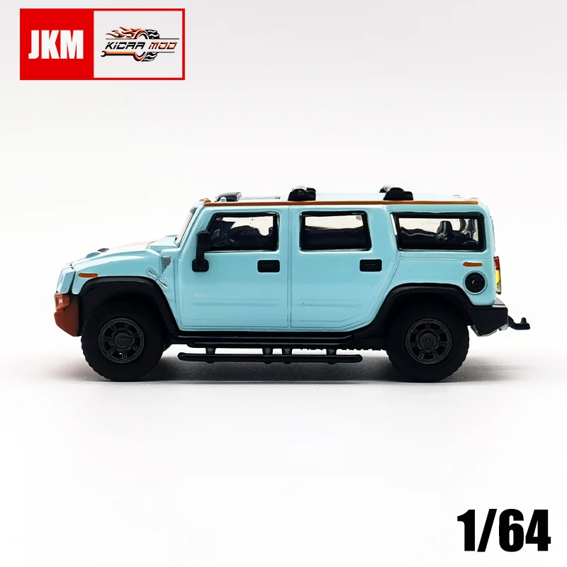 JKM Diecast Model Car 1/64 Humer H2 Off-Road Gulf Decals Alloy Body Ruber Tires Toy Car Vehicle Gifts for Adults Teenagers