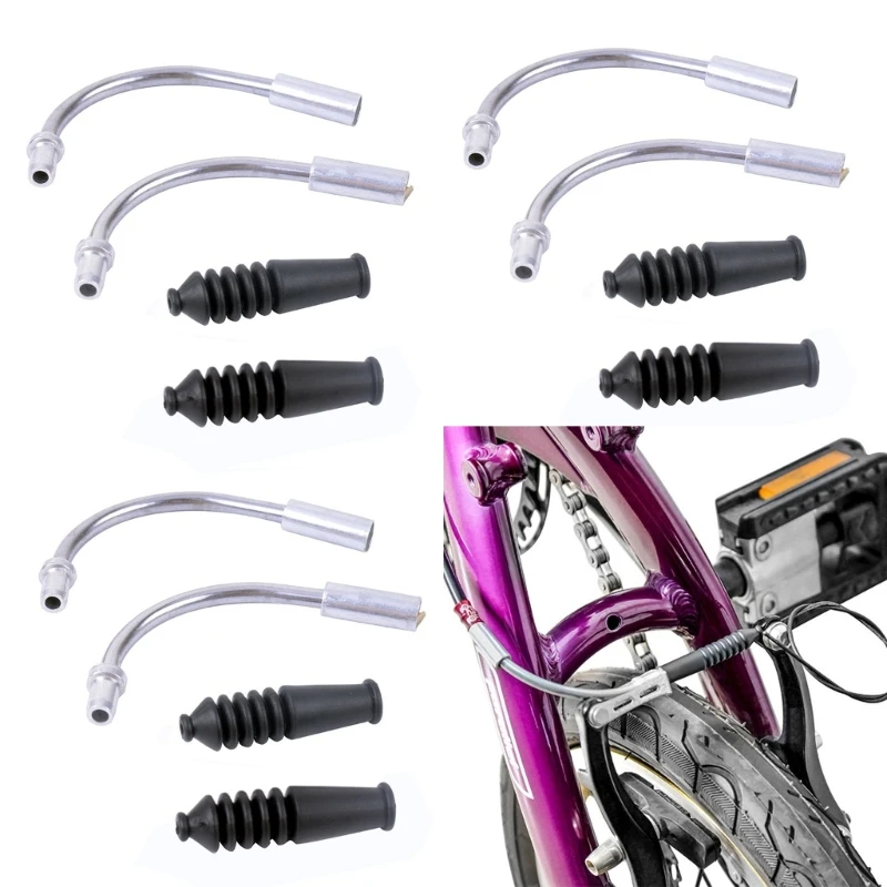 

8 Pcs Bicycles V Brake Pipe Bike V-Brake Noodles and Boot Set Bend Tube Brake Guide Pipe Cable Bike Accessories Durable