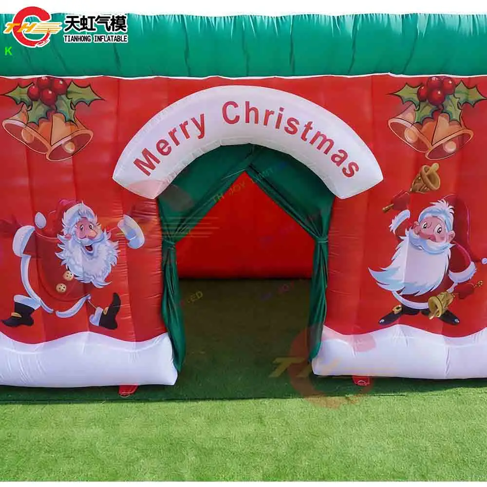Schneller Versand, riesiges aufblasbares Weihnachtshaus-Nachtclub-Zelt für Party-Events im Freien, kommerzielle aufblasbare Weihnachtsmann-Grotto