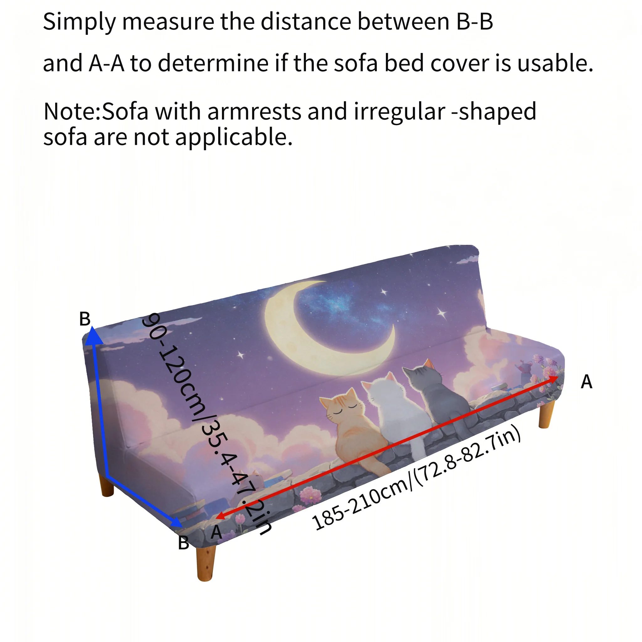 Cartoon cat watching starry sky sofa cover, non-slip and scratch-proof furniture protective cover, easy to install